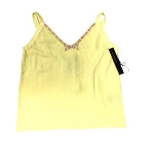 BCBGMaxAzria Crop Top Ribbed Knit V-Neck Plaid Bow Sleeveless Tank NEW Women's M